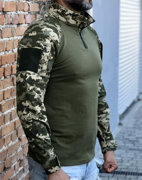 Рубашка мужская военная тактическая с липучками ВСУ (ЗСУ) Пиксель Ubaks Убакс 50 размер 7243 хаки - изображение 2