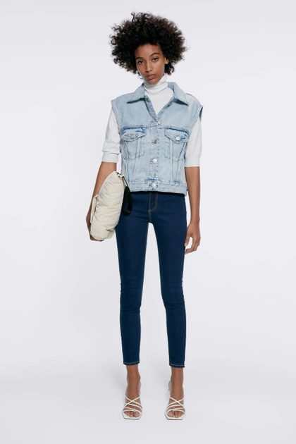 Стильные зауженные джинсы Zara размер 36 синие 5520223401 