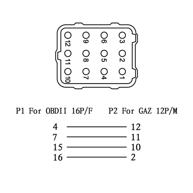 Переходник ГАЗ 12 pin - OBD2