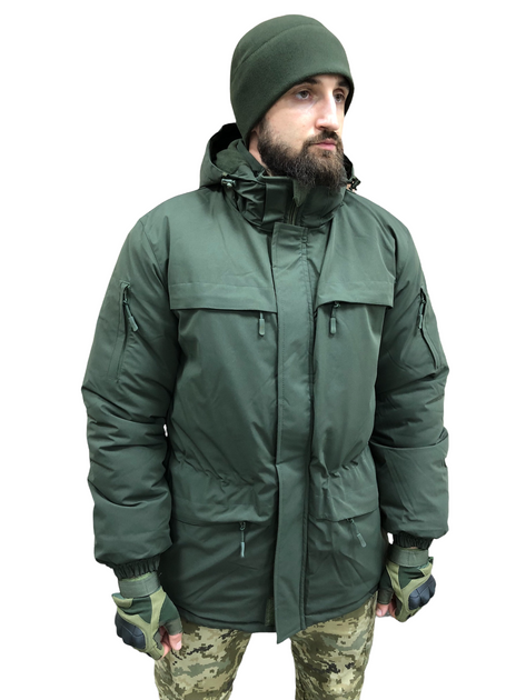 Тактическая куртка хаки всу мужская, зимняя утепленная с капюшоном Размер 48-50 рост 179-191 - изображение 1