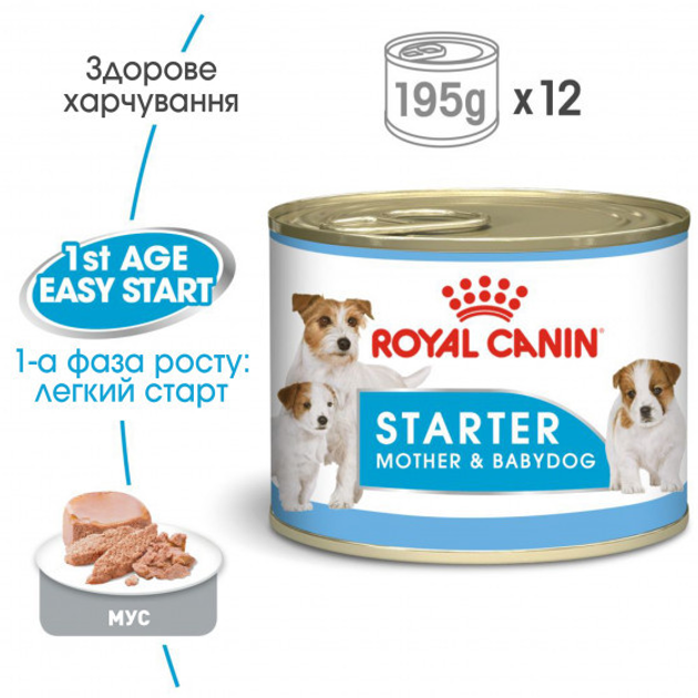Влажный корм для собак Royal Canin Starter Mousse, 195 гр – низкие цены ...