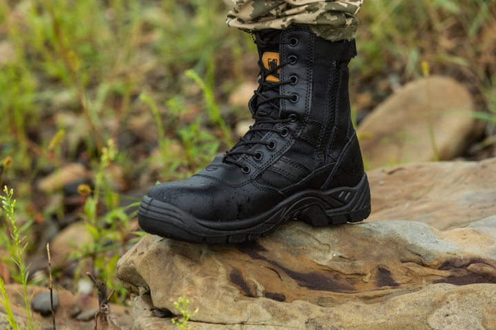 Берці тактичні. Чоловічі ультралегкі бойові черевики Мaxsteel Hi-legs Black 45 (297мм) чорні - зображення 2