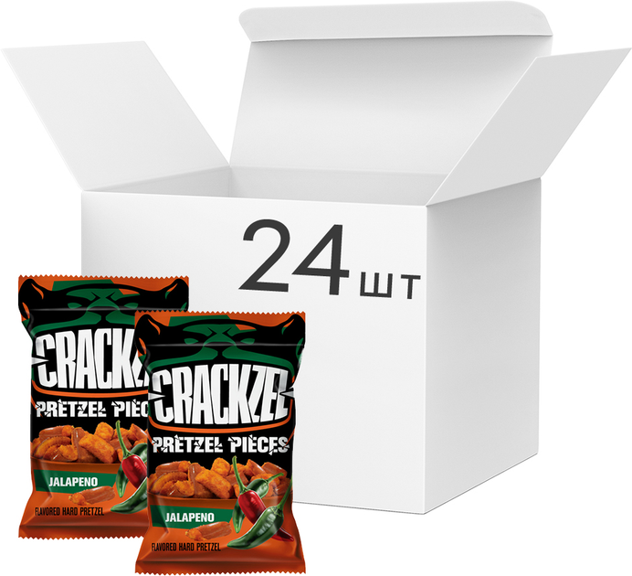 Акция на Упаковка кренделів шматочками Crackzel Jalapeno зі смаком халапеньо 65 г х 24 шт от Rozetka