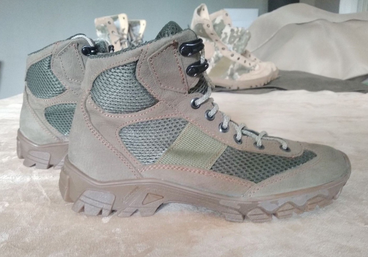 Берцы летние короткие облегченные с сеткой, обувь для военных KROK BUС02, 40 размер, хаки, 01.40 - изображение 2