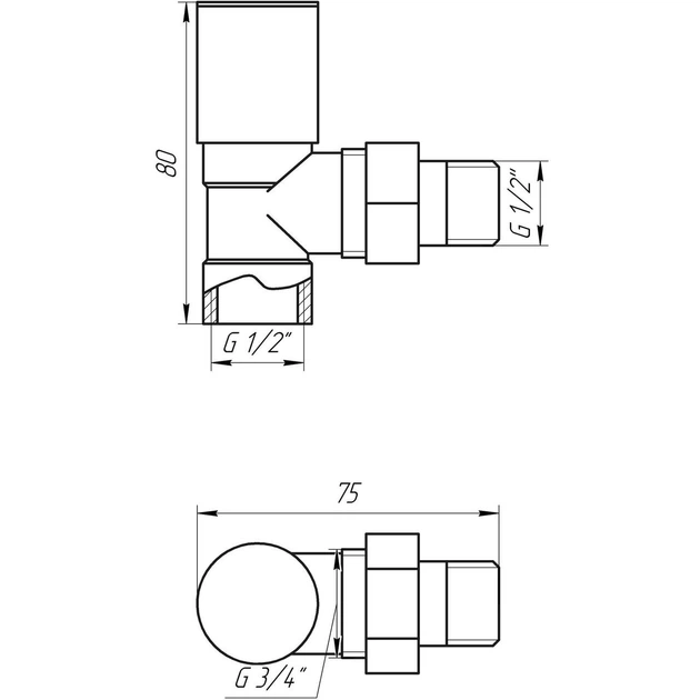 Кран вентильний кутовий з американкою Solomon 1/2" Chrome 1845 - зображення 6