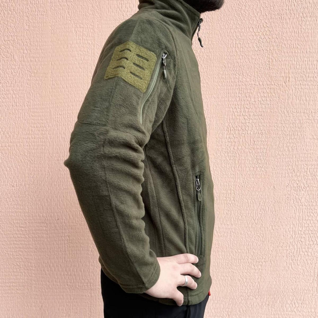Чоловіча військово-тактична флісова куртка на липучках для шевронів ЗСУ 50 розмір 8020 хакі - зображення 2