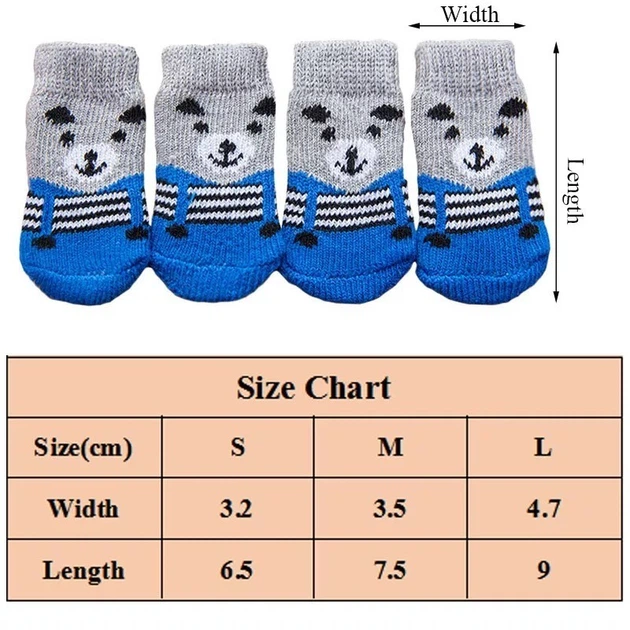 Носки с антискольжением для собак хлопок "Blue and Black" BEAR Size S - Фото 2 Носки с антискольжением для собак хлопок "Blue and Black" BEAR Size S - изображение 2