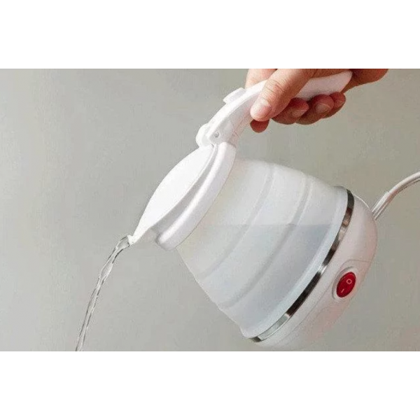 Дорожный чайник силиконовый складной дисковый маленький Kettle Белый - изображение 7