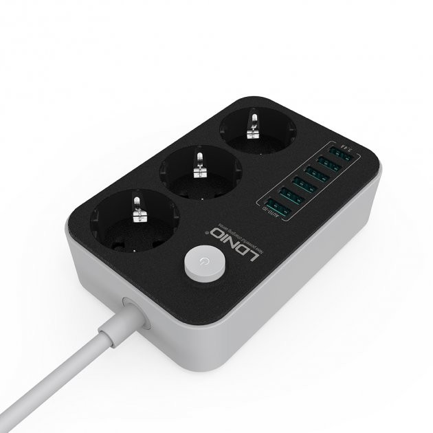 Сетевой фильтр-удлинитель с подсветкой LDNIO SE3631 (6USB, 3 Розетки ...