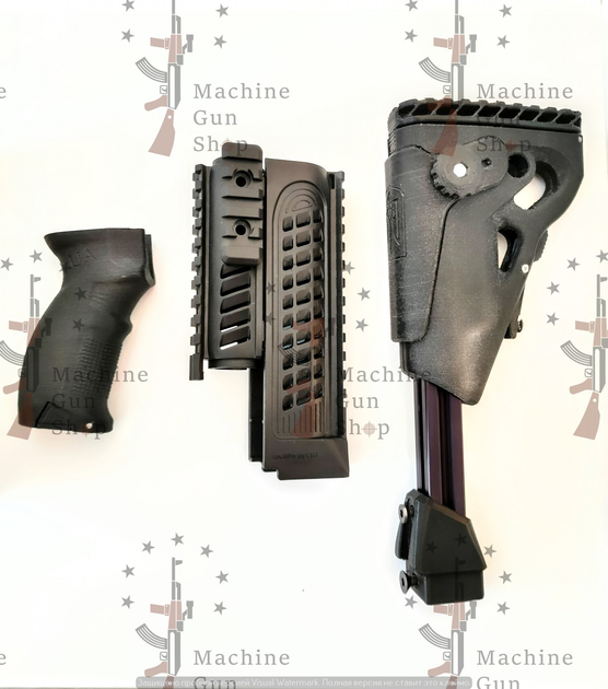 Цівка для АК та модифікацій, Приклад телескопічний регульований, Пістолетна рукоятка з відсіком (0034) - зображення 1
