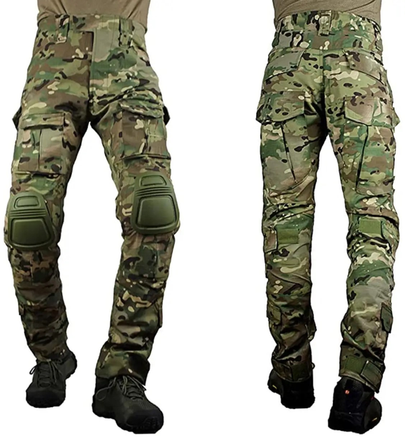 Тактичні штани Multicam з кількома кишенями, військові камуфляжні штани з наколінниками р.XL - зображення 2