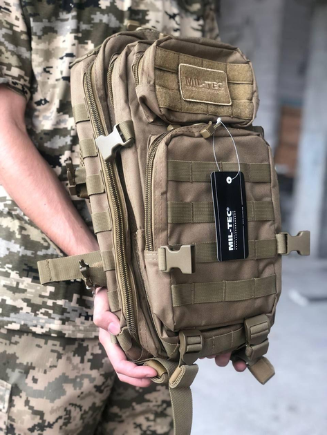 Тактический армейский военный рюкзак MIL-TEC® US Assault Pack SM Laser Cut 20 л Beige, ОРИГИНАЛ, Мил-Тек койот - изображение 2
