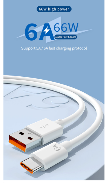 Кабель DK Super Fast Charge 66W / 6A 1m USB на Type-C / USB-C Data Cable для Huawei (OEM) (white) - Фото 3 Кабель DK Super Fast Charge 66W / 6A 1m USB на Type-C / USB-C Data Cable для Huawei (OEM) (white) - изображение 3