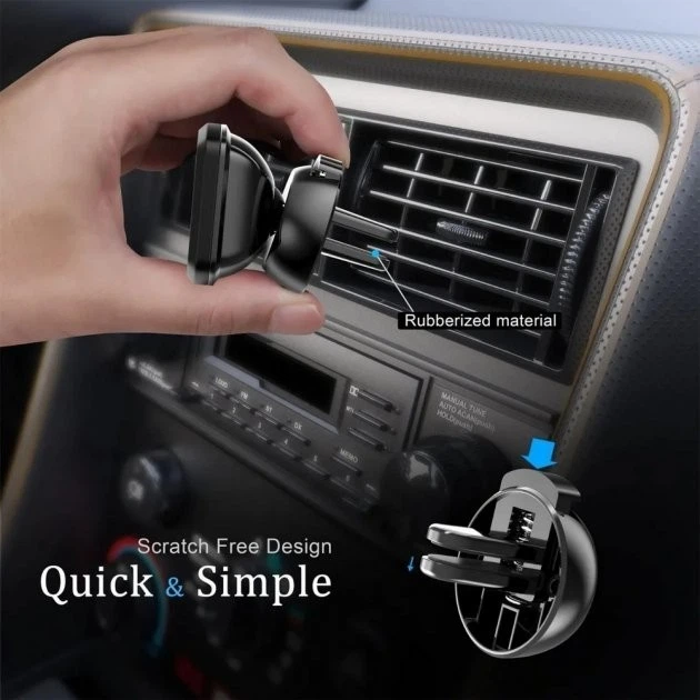 Магнітний тримач для смартфона Magnetic H-CT165 (клейка основа 3М, автотримач, в решітку, смартфона, на дефлектор) - Чорний - зображення 3