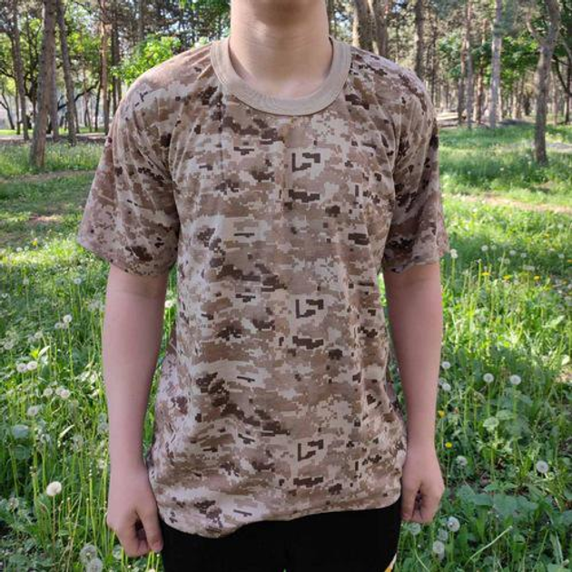 Тактическая футболка Flas-1; XXL/56р; 100% Хлопок. Пиксель/песочный. Армейская футболка Флес. Турция - изображение 1