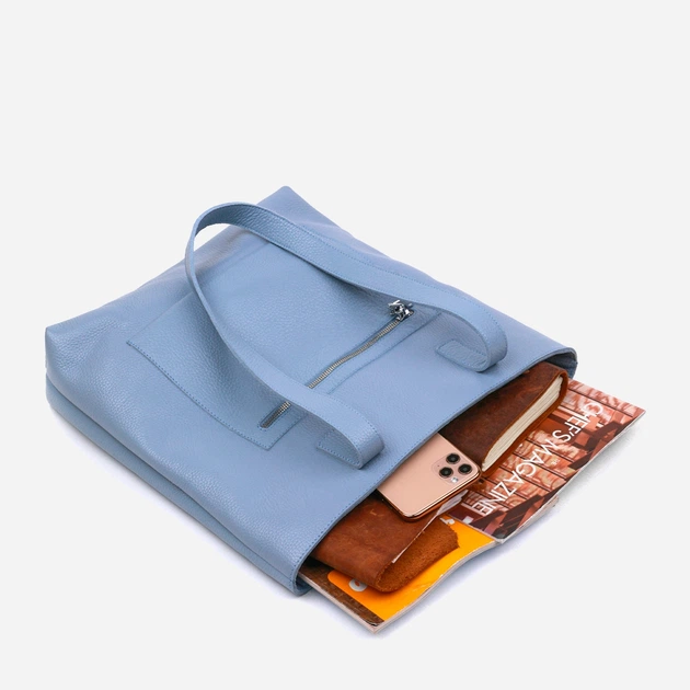 Сумка шопер жіноча шкіряна Shvigel leather-16361 Блакитна - изображение 4
