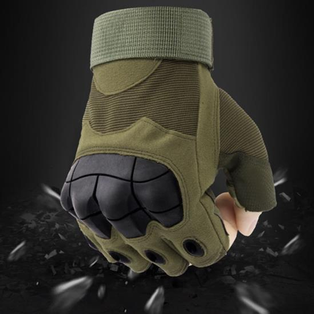 Військові рукавички без пальців із захистом кістячок ReFire Gear XL хакі - зображення 2