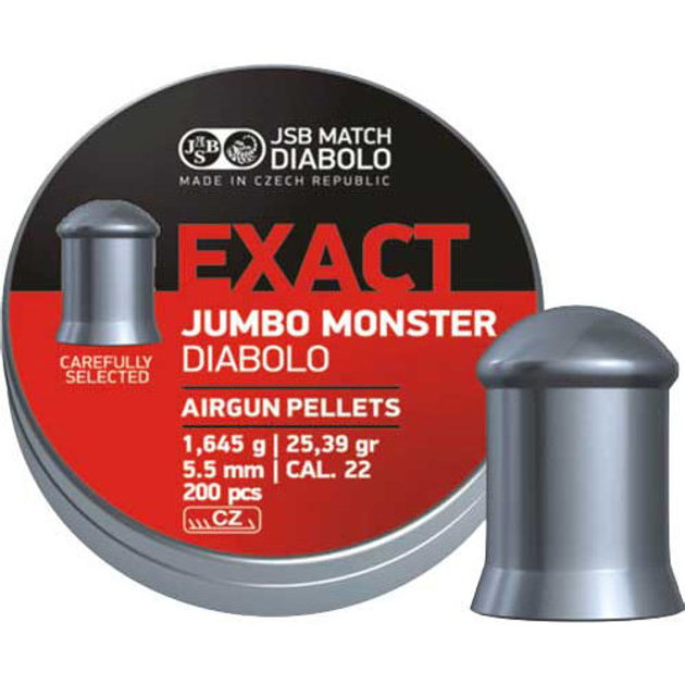 Пули пневматические JSB Exact Jumbo Monster 5,52 мм 1,645 г 200 шт/уп (546288-200) - изображение 1