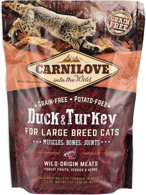 Сухий корм для дорослих кішок великих порід Carnilove Cat Duck&Turkey ...