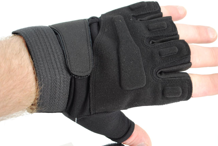 Тактичні рукавички без пальців з гумовими накладками 9062_XL_Black - зображення 1