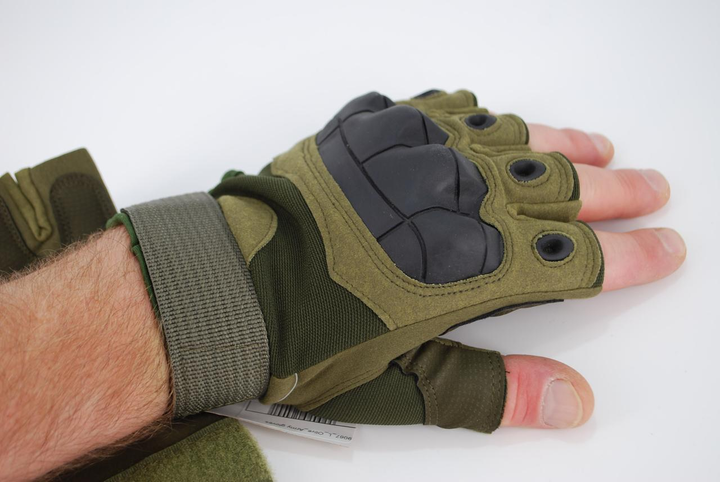 Тактичні рукавички без пальців 9067_XL_Olive - зображення 1