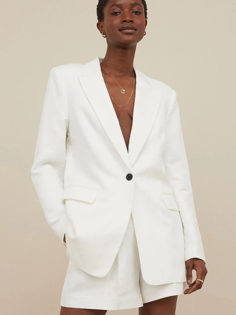 Пиджак женский H&M XAZ330693HLQX XL Молочный (DD8000006471233) – в ...