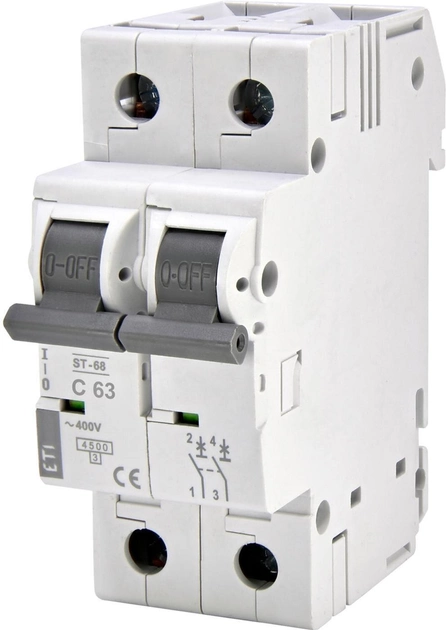 Автоматичний вимикач ETI ST-68 2p С 63А 4.5 kA (2186322) – низькі ціни