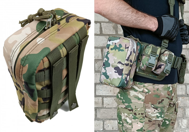 Подсумок аптечка тактическая MOLLE мультикам для РПС, разгрузки или жилета (MOLLE, подсумок на разгрузку, жилет, РПС) SCTPAМK28 - изображение 1