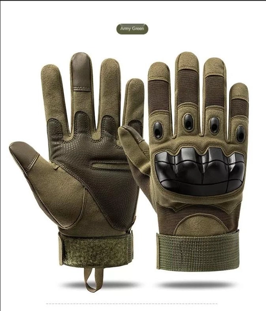Тактические перчатки с карбоновыми вставками розмер L , цвет олива - изображение 1