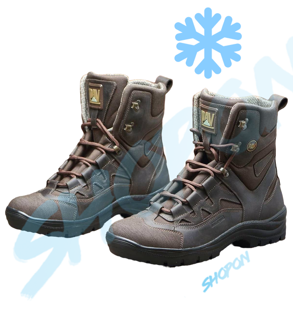 Берці зимові черевики тактичні чоловічі, туфлі тактичні чоловічі берці зимові, натуральна шкіра, розмір 44, Bounce ar. SF-UJ-2144, колір коричневий - зображення 1