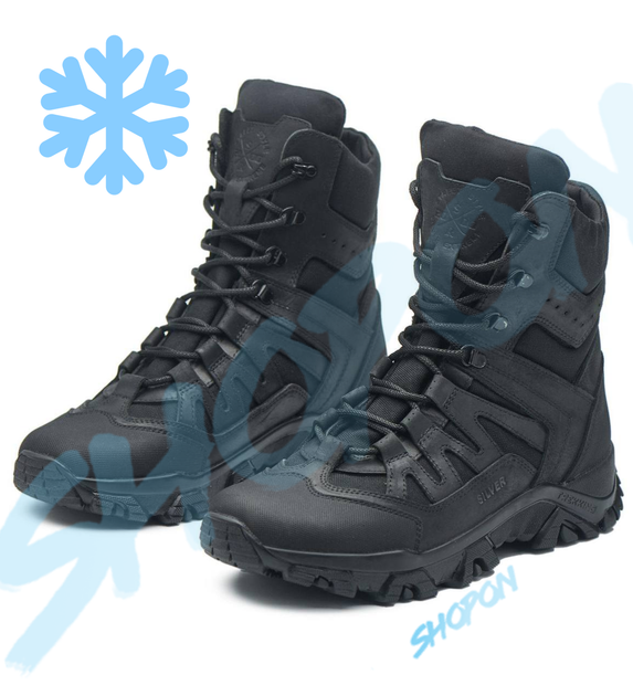 Берці зимові черевики тактичні чоловічі, туфлі тактичні чоловічі берці зимові, натуральна шкіра, розмір 39, Bounce ar. KG-FB-2039, колір чорний - зображення 1