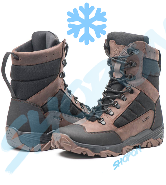 Берцы зимние ботинки тактические мужские, черевики тактичні чоловічі берці зимові, натуральна шкіра, размер 46, Bounce ar. WE-OI-2046, цвет коричневый - изображение 2