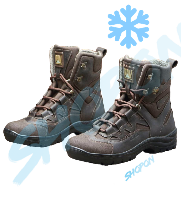 Берці зимові черевики тактичні чоловічі, туфлі тактичні чоловічі берці зимові, натуральна шкіра, розмір 36, Bounce ar. SF-UJ-2136, колір коричневий - зображення 1