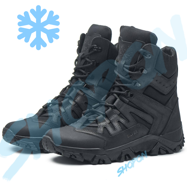 Берці зимові черевики тактичні чоловічі, туфлі тактичні чоловічі берці зимові, натуральна шкіра, розмір 40, Bounce ar. KG-FB-2040, колір чорний - зображення 2
