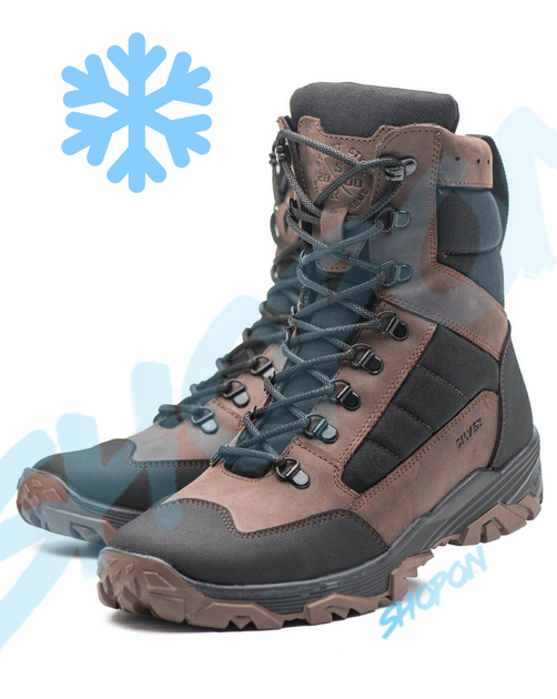 Берці зимові черевики тактичні чоловічі, туфлі тактичні чоловічі берці зимові, натуральна шкіра, розмір 40, Bounce ar. WE-OI-2040, колір коричневий - зображення 1