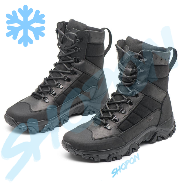 Берцы зимние ботинки тактические мужские, черевики тактичні чоловічі берці зимові, натуральна шкіра, размер 40, Bounce ar. BM-PT-2040, цвет черный - изображение 2