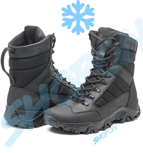 Берці зимові черевики тактичні чоловічі, туфлі тактичні чоловічі берці зимові, натуральна шкіра, розмір 43, Bounce ar. BM-PT-2043, колір чорний - зображення 1