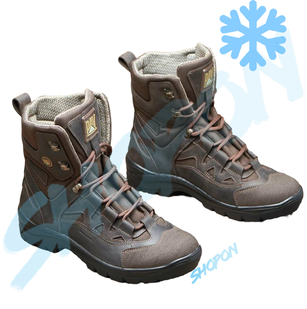 Берці зимові черевики тактичні чоловічі, туфлі тактичні чоловічі берці зимові, натуральна шкіра, розмір 45, Bounce ar. SF-UJ-2145, колір коричневий - зображення 2
