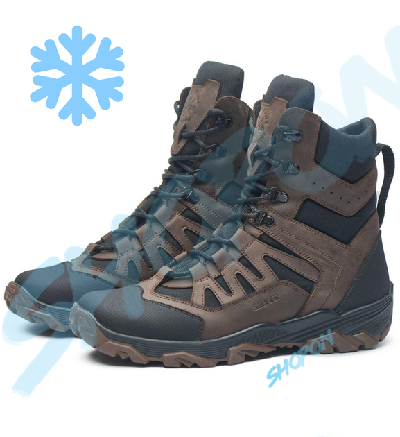 Берці зимові черевики тактичні чоловічі, туфлі тактичні чоловічі берці зимові, натуральна шкіра, розмір 44, Bounce ar. JD-YU-2044, колір коричневий - зображення 2