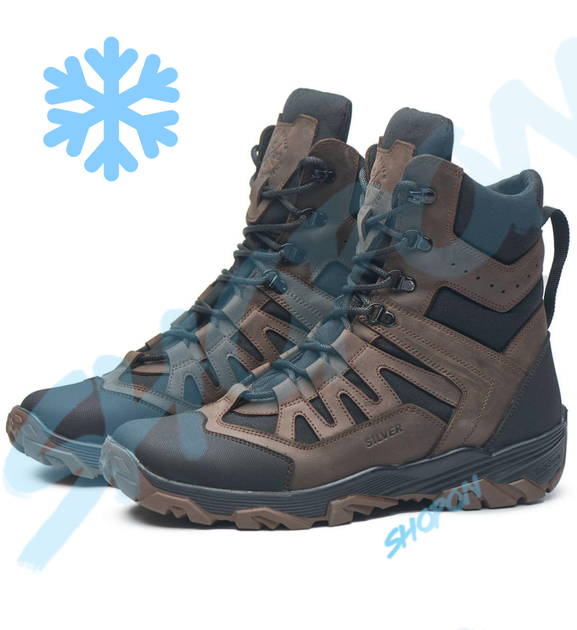 Берці зимові черевики тактичні чоловічі, туфлі тактичні чоловічі берці зимові, натуральна шкіра, розмір 46, Bounce ar. JD-YU-2046, колір коричневий - зображення 2
