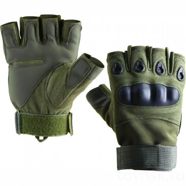 Перчатки тактические без пальцев Перчатки тактические беспалые Размер XL Зеленый (олива) - изображение 1