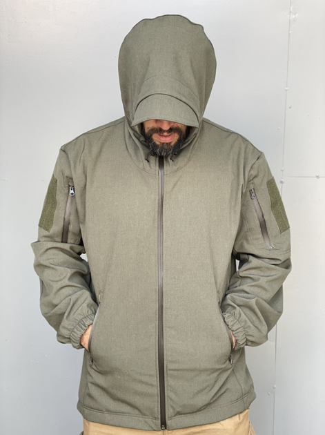Куртка мужская тактическая военная с липучками под шевроны Soft Shell ВСУ (ЗСУ) 8174 XL 52 размер оливковая - изображение 1