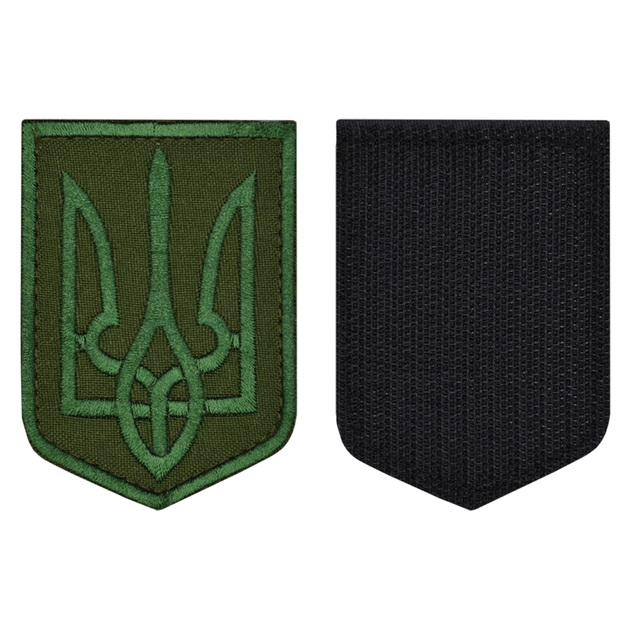 Нашивка на липучці Герб України (зелений Тризуб, олива) - изображение 1