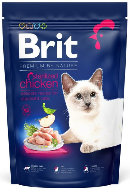 Сухой корм Brit Premium by Nature Cat Sterilised Chicken с курицей для ...
