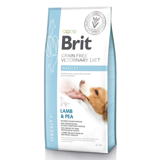 Сухой корм Brit GF VetDiet Dog Obesity для собак, коррекция веса, с ягненком, индейкой и горохом, 12 кг - изображение 2