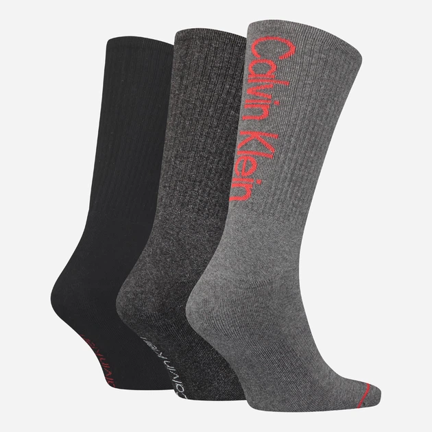 Набор мужских носков высоких хлопковых Calvin Klein Jeans So3p Athleisure 7012187250-059 One Size 3 пары коттон Grey Mela (8720245219662) - изображение 2