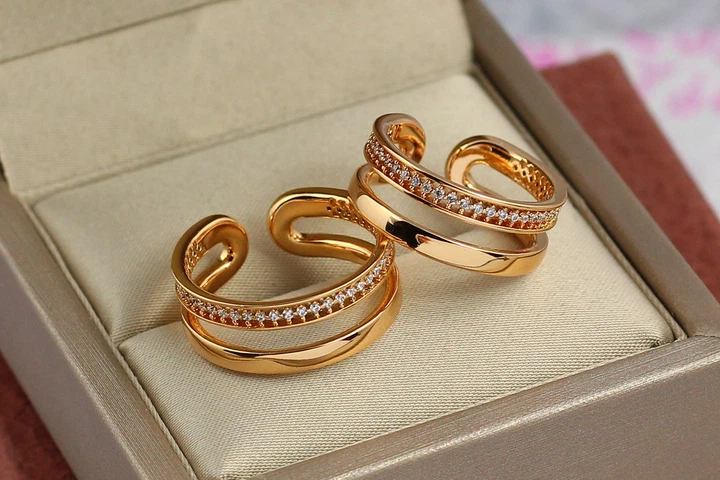 Кільце Xuping Jewelry розсувне два шляхи р 16 золотисте - Фото 1 Кільце Xuping Jewelry розсувне два шляхи р 16 золотисте - зображення 1
