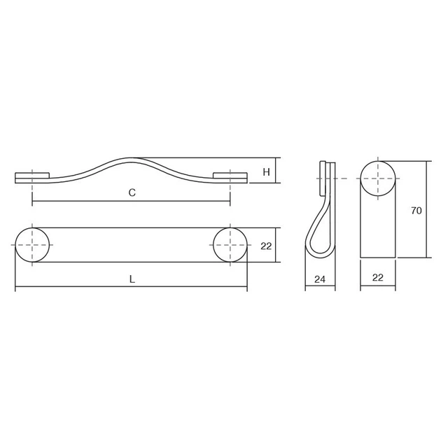 Меблева ручка VIEFE Flexa 22x70 чорна шкіра з чорною кнопкою (0404.070.P.99.M2) - зображення 3
