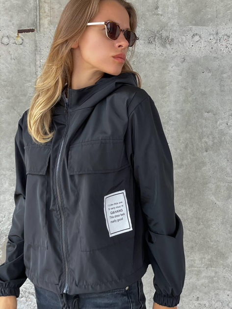 Женская ветровка короткая Jem осенняя 48 черная от продавца: Clothing ...