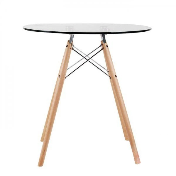 Стол обеденный в гостиную, кухню Имз Eames Group SDM Прозрачный/Бук натуральный (закаленное стекло/дерево) - Фото 2 Стол обеденный в гостиную, кухню Имз Eames Group SDM Прозрачный/Бук натуральный (закаленное стекло/дерево) - изображение 2